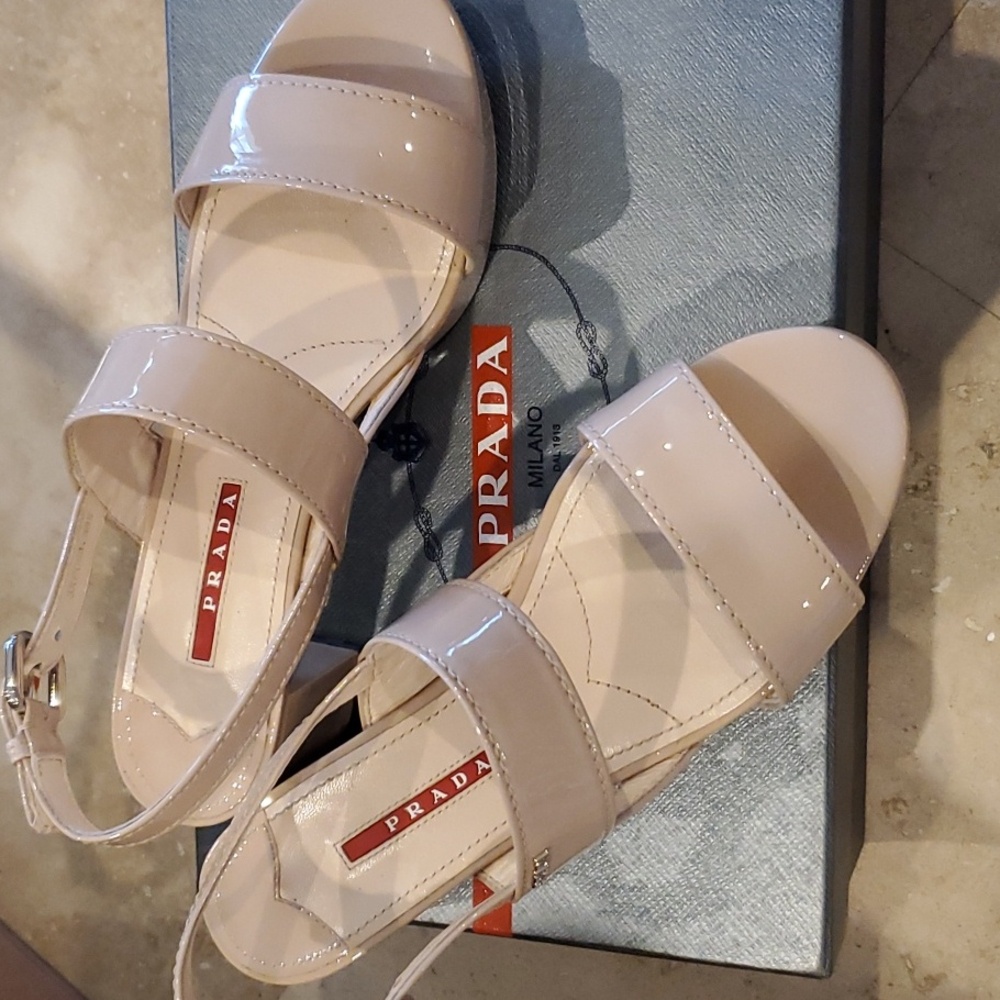 Prada Red Line Patent Sandals